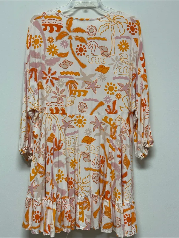 Label of Love Beachy Orange & White Mini Dress or Cover Up size L - Image 6