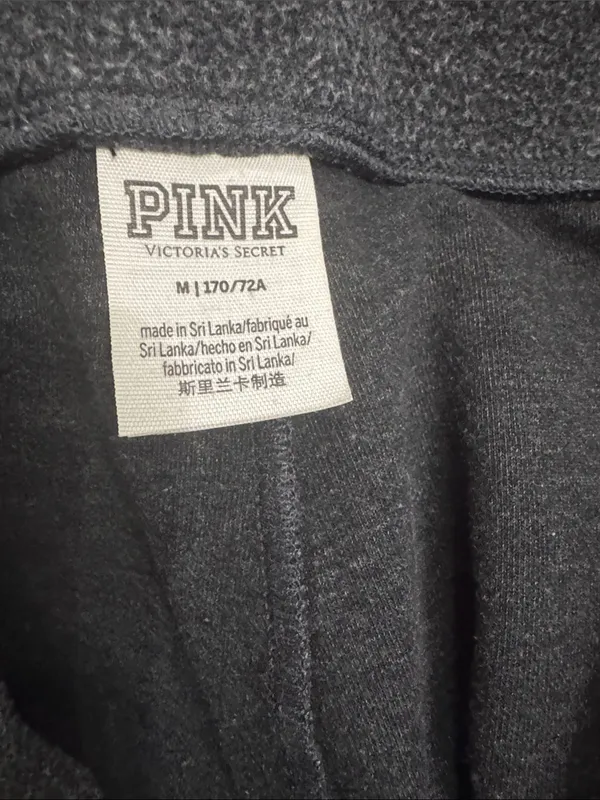 PINK Victoria's Secret Black Jogger Pants with White Logo Side Trim - Image 7