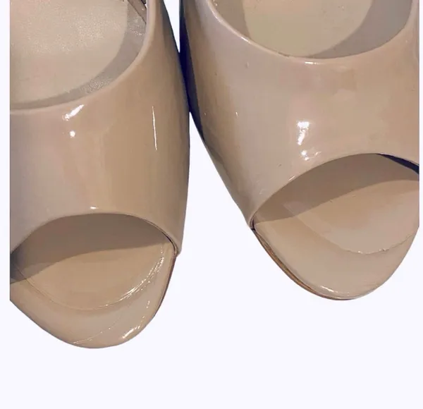 Ellen Tracy Vanna Nude Tan Peep Toe Heels Pumps Shoes 10 Neutral - Image 5