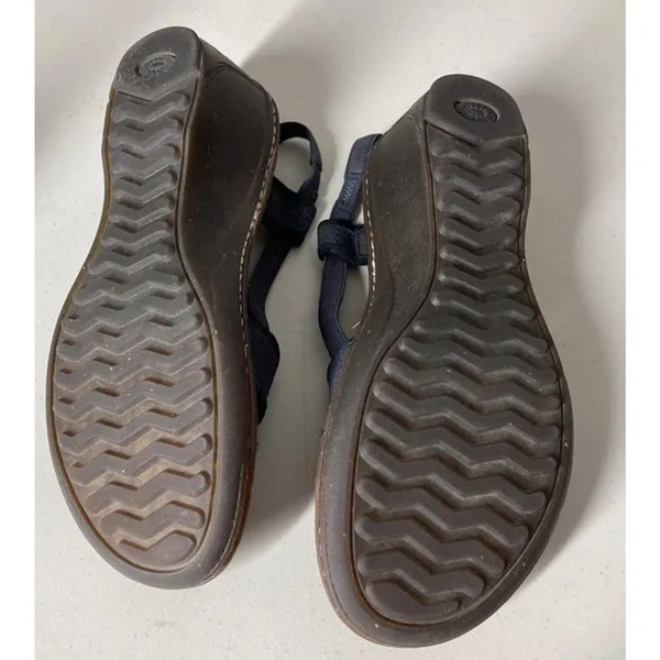 UGG‎ Black Sling back Sandals Wedge Heels Summer Comfort Canvas Stretch Sz 10 - Image 9