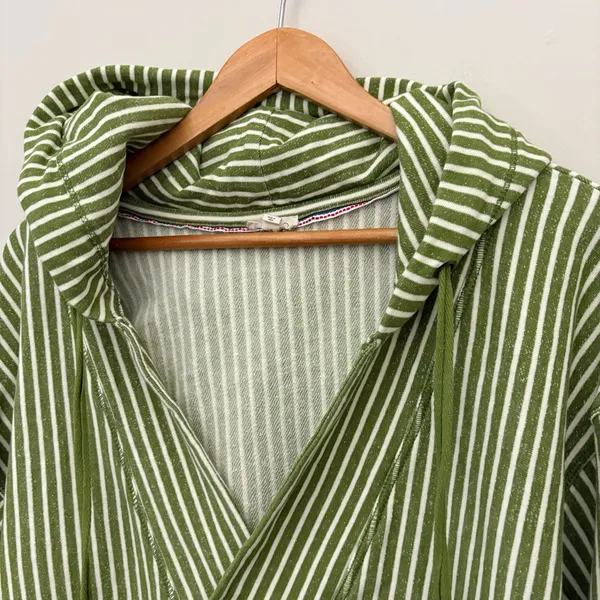 Anthropologie Pilcro Green Wharfside Striped Hoodie‎ 100% Cotton Size M - Image 5