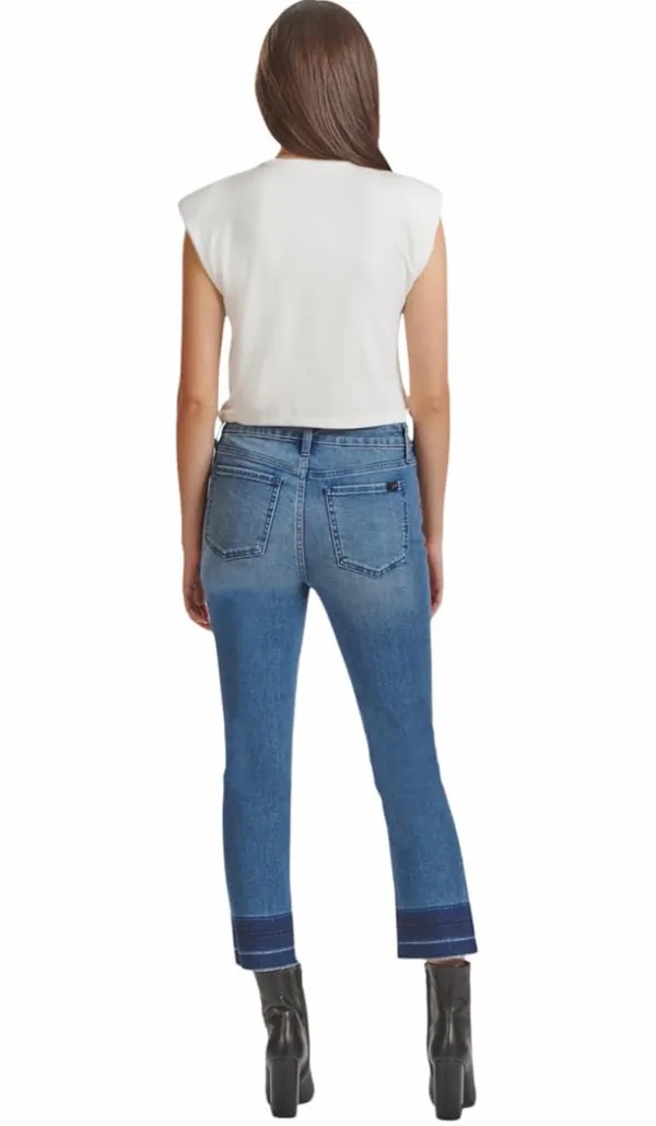Jen7 By 7 For All Mankind Ankle Straight Jeans Raw Fray Hem Contrast Denim SZ 2 - Image 4