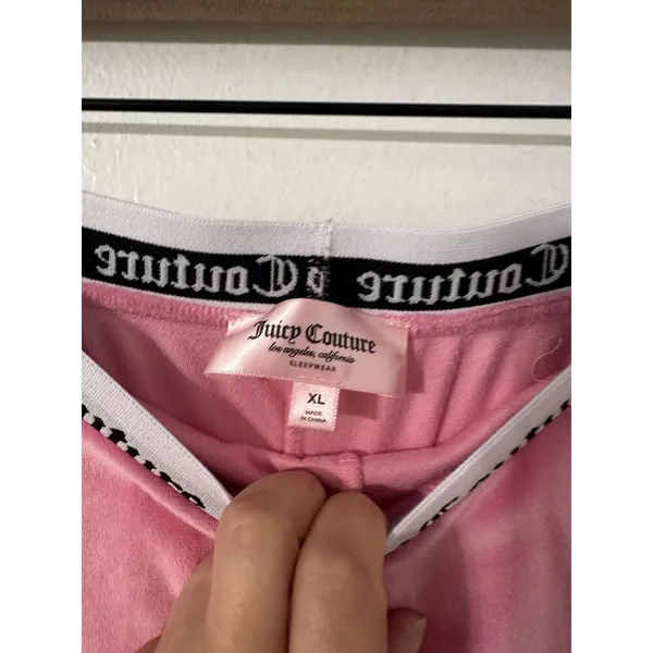 Juicy Couture Velour Boxer Shorts Spellout Size XL Pink Rhinestone Y2K 90s - Image 4