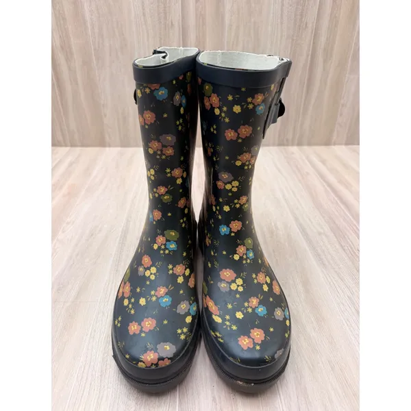 Western Chief Rain Boots Womens 7 38 Navy Blue Good Prim Petals Floral Rubber - Image 5