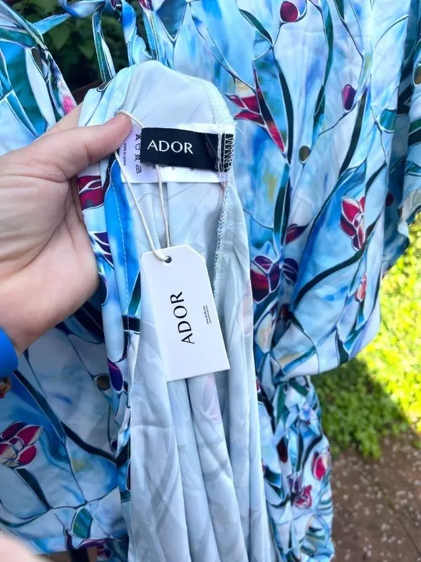 ADOR Light Blue Floral Maxi Dress M NEW - Image 2
