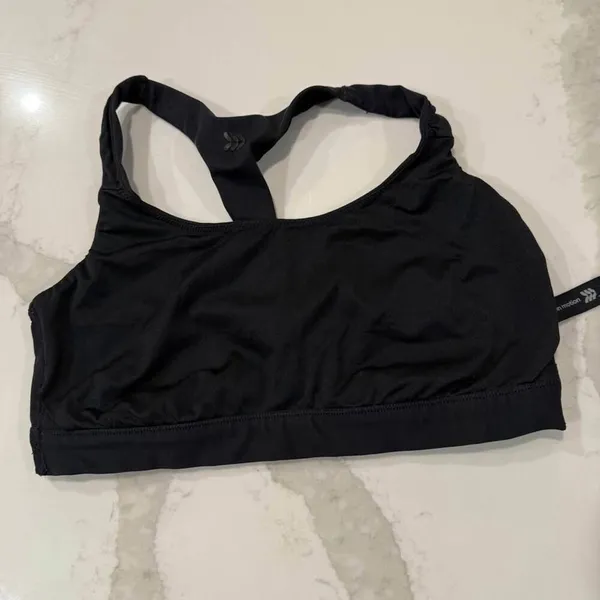 All In Motion Racerback Sports Bra Women's Medium Black Workout Running Training - Image 7