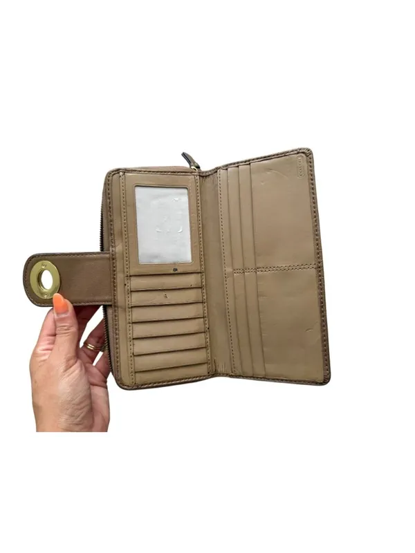 COACH Bronze Leather Kisslock Clutch Zip Wallet - Image 5