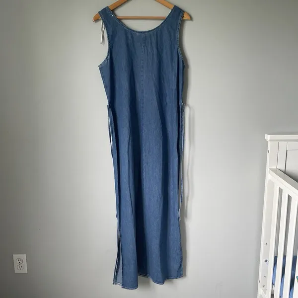 Nina Piccalino Vintage Denim Maxi Dress Jacket Set Cottagecore Blue Size 10 - Image 10