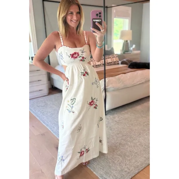 ABERCROMBIE & FITCH Bra-Free Embroidered White Maxi Dress Size XS NEW - Image 6