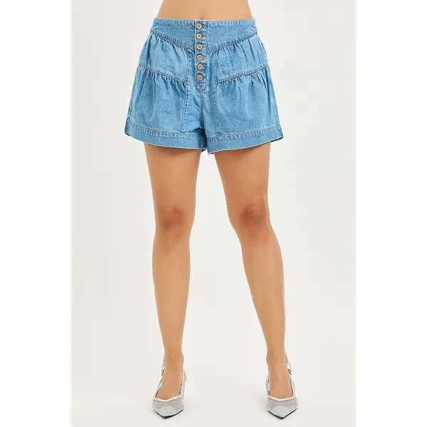 RISEN Elastic Band‎ Slouchy Shorts With Shirred Detail - Medium - Image 5