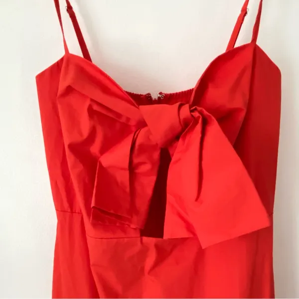 COMMENSE NWTs Embroidered Bow Detail Red Cami Midi Dress size small - Image 5