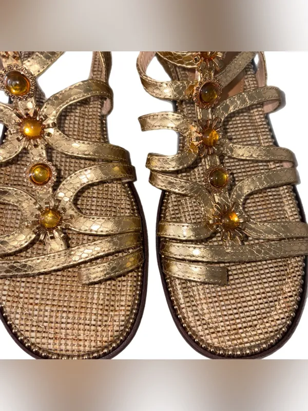 Sam Edelman Tianna Gladiator Sandal Gold Size 7.5 New Without Box - Image 9