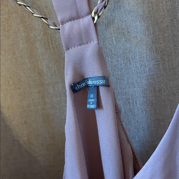 FINAL MARKDOWN Charlotte Russe Blush Pink top with Chain Straps lined medium - Image 3