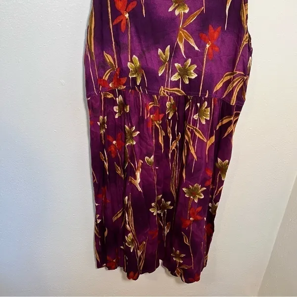 Vintage Caribou Women's Size Medium Sleeveless Dress Purple Tropical Floral 6203 - Image 3