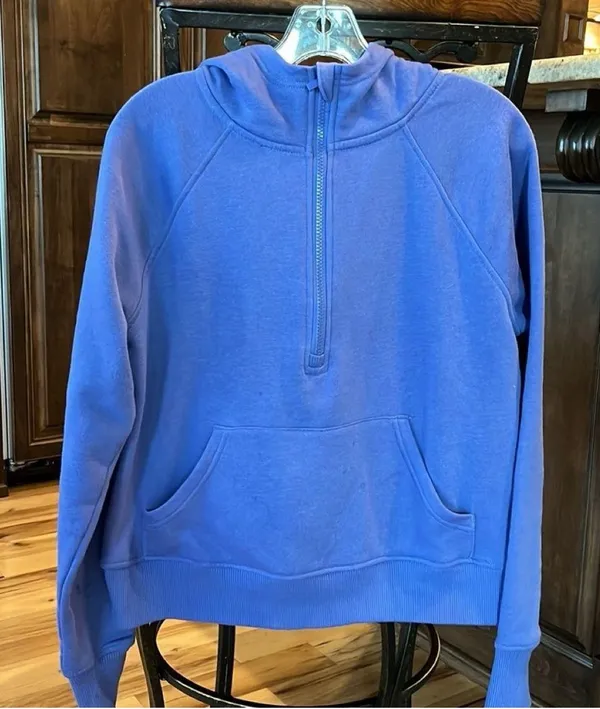 Member's Mark Scuba Hoodie Periwinkle Pullover Cotton Sweatshirt Knit Womens Medium - Image 5