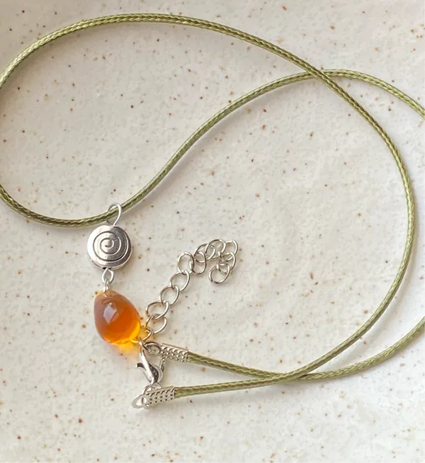Handmade spiral swirl uzumaki & Czech glass teardrop bead funky boho fairy style necklace🌀 - Image 6