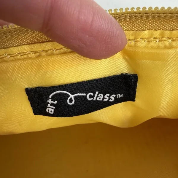Art Class Y2K‎ Style Mini Bag Wristlet Yellow Corduroy Purse Embroidered Flowers Cottage - Image 9