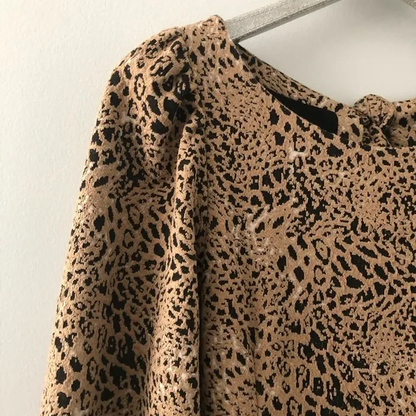 Anthropologie Maeve Leopard Print Knit Cut Out Mini Dress NEW - Image 4
