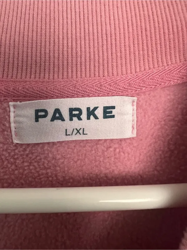 Parke 2026 Valentine’s Day Jean Heart Varsity Mockneck Sweatshirt Size L/XL. - Image 5