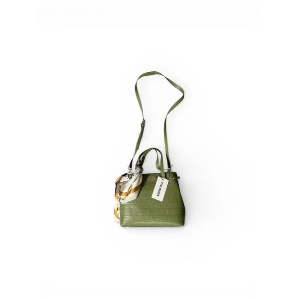 Steve Madden Satchel Womens Olive Green NWT Embossed Logo Scarf Crossbody Medium - Image 3