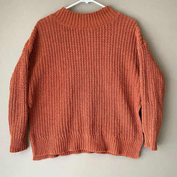 Aerie Relaxed‎ Shabby Slouchy Moody Earth Colors Chunky Knit Sweater XS Orange - Image 2