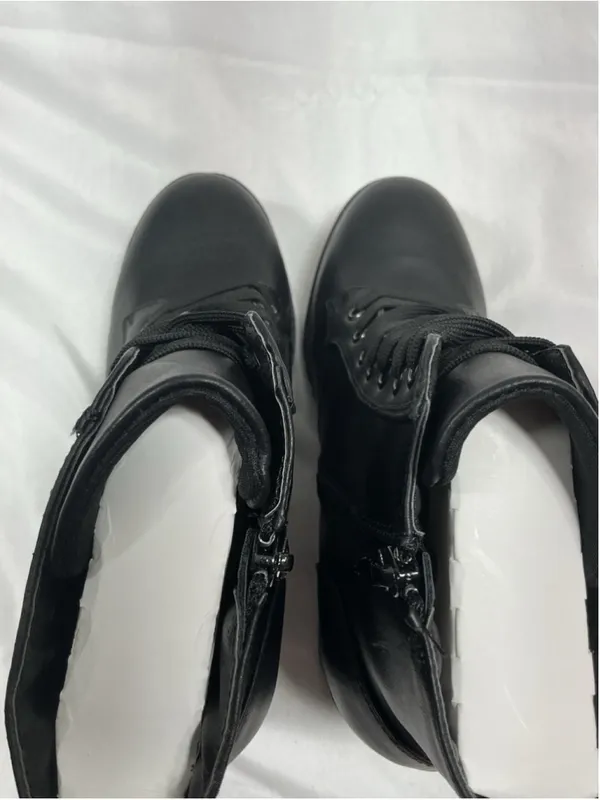 Womans New Bamboo Chief Combat Ankle Boots Size 9 Black - Image 5