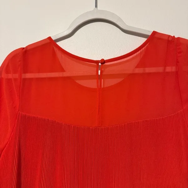 Anthropologie Maeve Edie Pleated Swing Dress Size 8 Orange - Image 7