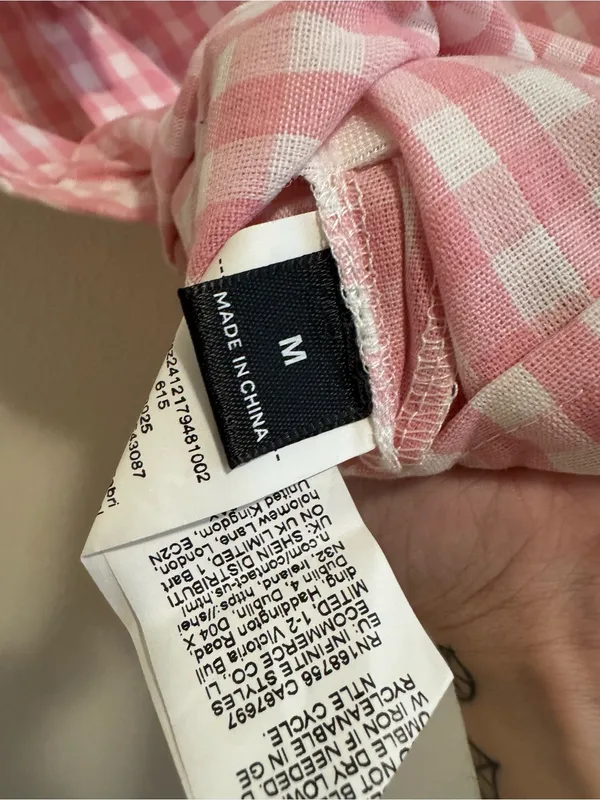 SHEIN Pink and White Gingham Mini Dress - Image 3