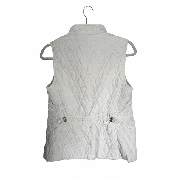 Croft & Barrow Women's Sz S Petite White Quilted Full Zip Vest Mid-Length - Image 5