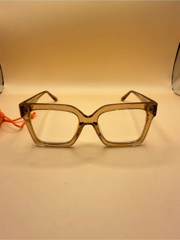 glam Women's Clear Beige Square Glasses - Image 2