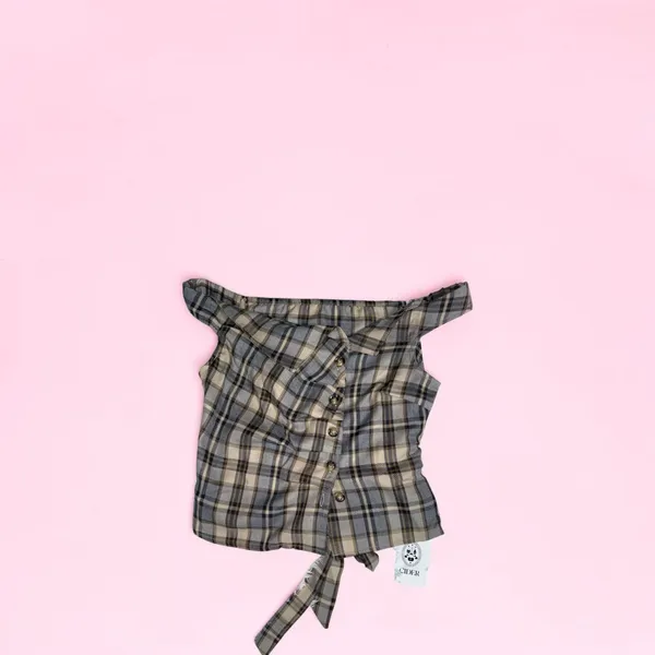 Cider Plaid Asymmetrical Top - Image 2