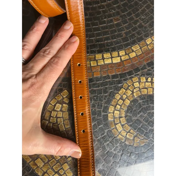 Women's Bill Blass Brown Leather Belt with Gold Buckle - Image 6
