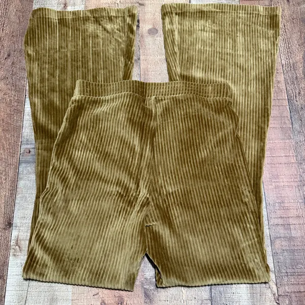 Aerie Women's Brown Gold Corduroy Hi-Rise Groove-On Flare Pants Sz M Lounge Boho - Image 6