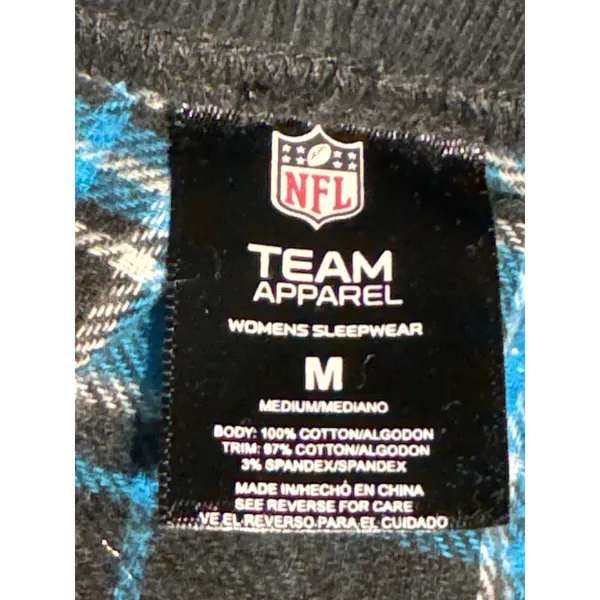 NFL Carolina Panthers Plaid Sleep Pants Women’s M Team Apparel Blue Black - Image 6