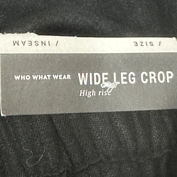 Who What Wear Linen Blend Wide Legged Cropped Pants Size 14 High Waist Black - Image 6