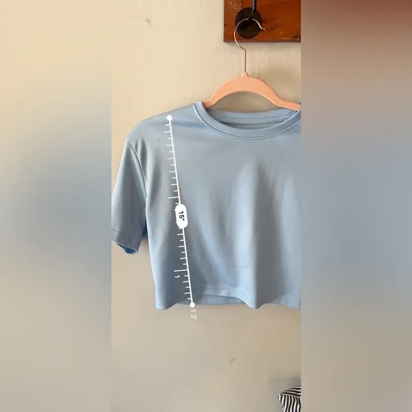 Blue Round Neck Drop Should Cropped Tee Size XS - Image 7