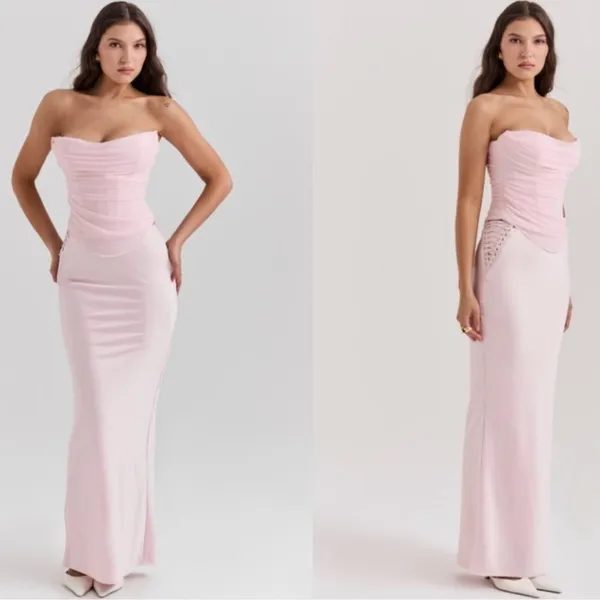 NWOT HOUSE OF CB 'Giuliana' Ballerina Pink Satin Maxi Skirt Sz XS - Image 2
