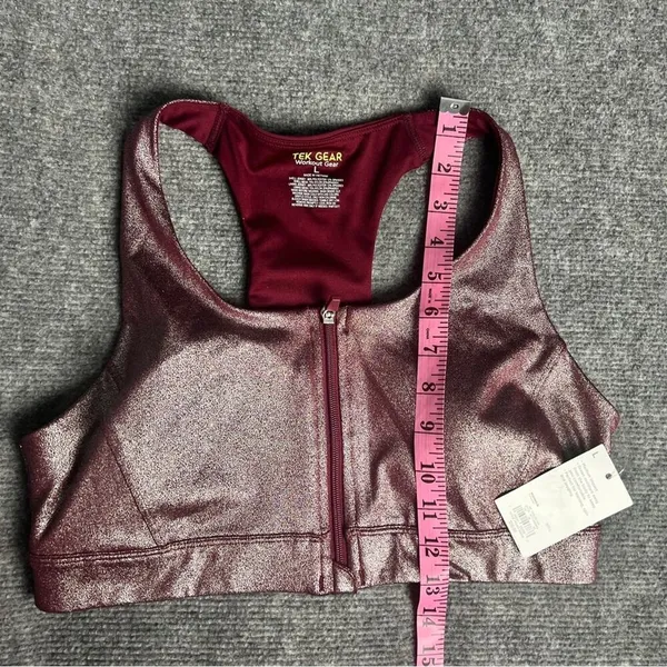 Tek Gear Women's Workout Athletic Sporty Zip Front Racerback Sports Bra Sz L - Image 7