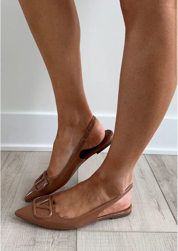 Thirtyway Sling Back Flat Brown Size 6.5 - Image 2