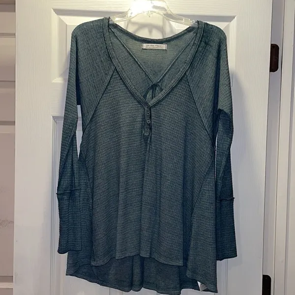 Free People Citrine waffle thermal cotton Top - Image 4