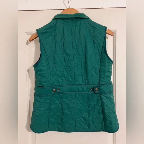 Talbots Green‎ Hunting Vest Fall Diamond Quilted Quilt Vest Fleece Lined - Image 3