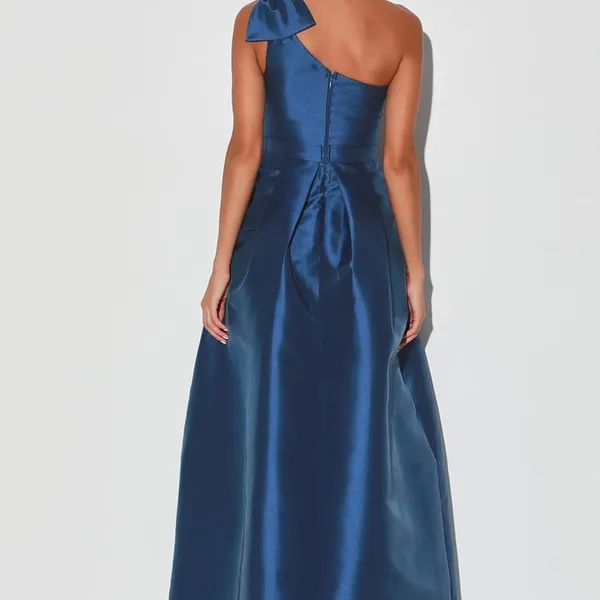 Luxurious Prom Navy Blue One-Shoulder Maxi Dress size small - Image 4
