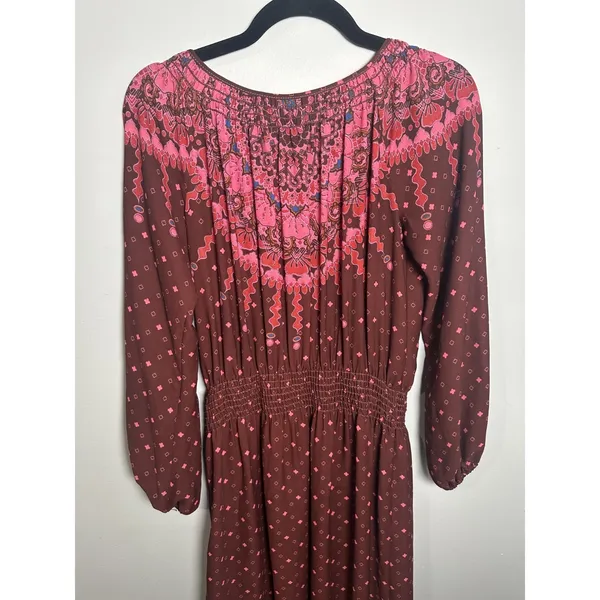 Chelsea‎ & Violet Small Womens Maxi Dress Long Sleeve Burgundy Boho Peasant - Image 3