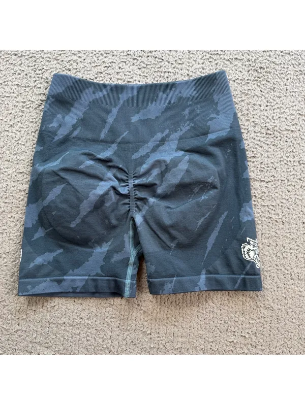 Darc Sport Wolves Forever Everson Seamless Blue Camo Scrunch Gym Shorts XS - Image 2