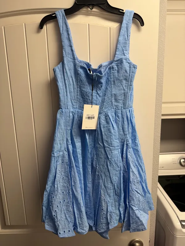 Hello Molly XS light blue eyelet dress - Image 2