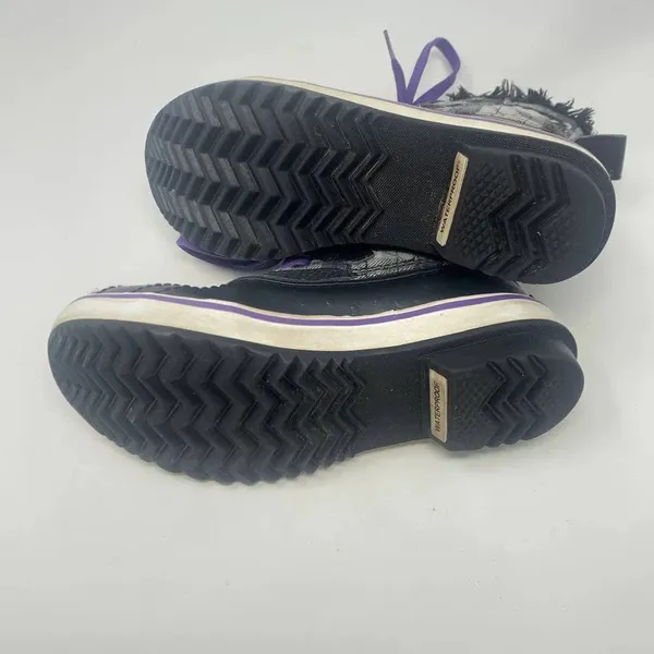 Sorel Tivoli II Leather Plaid Lace-Up Snow Boots‎ Black Gray Purple Size US 5 - Image 10