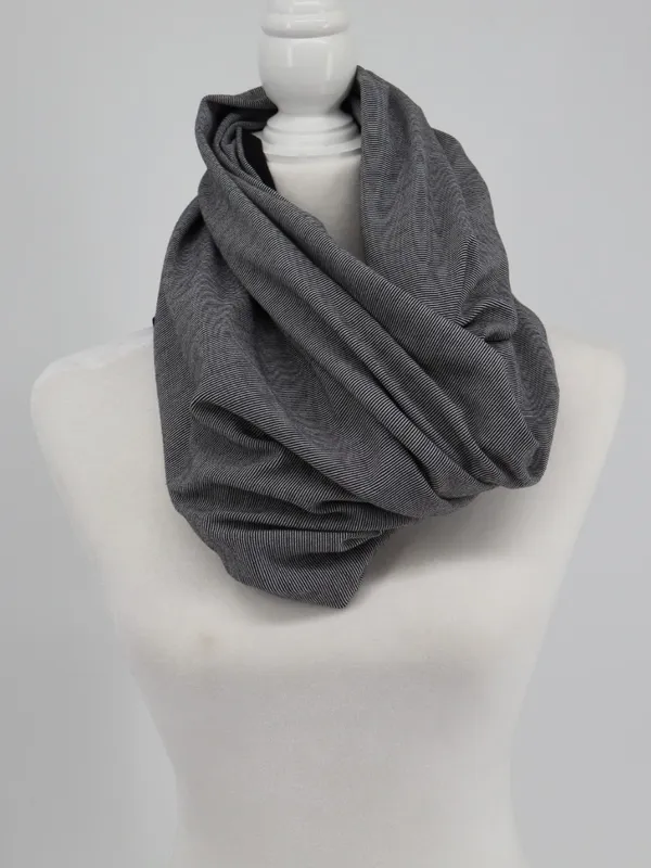 lululemon Vinyasa Scarf Wrap Black Gray Striped Snap Infinity Athleisure OS - Image 2