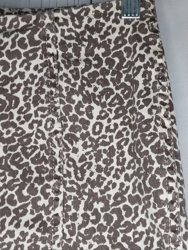 Free People Modern Femme Leopard Print Denim Mini Bohochic Indie Sleaze Skirt - Image 3