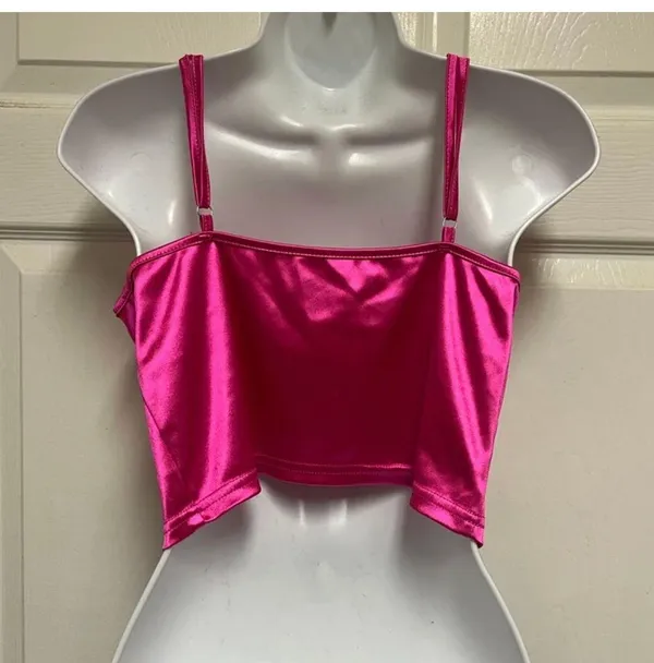 UNBRANDED Hot Pink Satin Corset Crop Top - Image 7