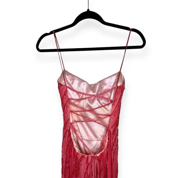 Vintage Y2K Maxi Gown Womens Pink Ombre Beaded Sequin - Image 7